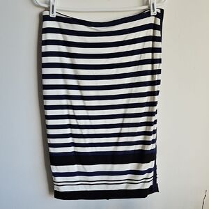 White House Black Market Blue and White Striped Pencil Skirt Knee-length